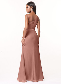 Azazie Liza Bridesmaid Dresses Cedar Rose Mermaid One Shoulder Chiffon Dress image4
