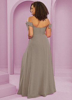 Barbie ♥ Azazie Jurken voor bruidsmeisjes Converteerbaar Jurk van Chiffon met A-Lijn Off the Shoulder Taupe image2