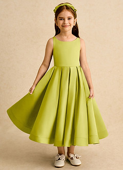 Azazie Babs Robe Demoiselle D'honneur Fillette Robe Princesse en Mat Satiné Plissée Citronnelle image2