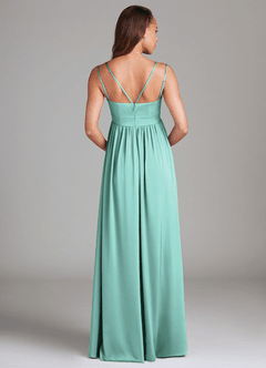 Azazie Emree Maternity Bridesmaid Dresses A-Line Stretch Satin Floor-Length Dress with Pockets image2