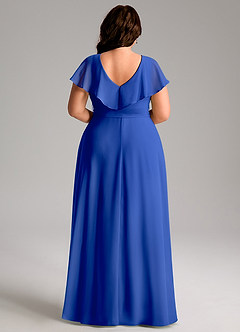 Azazie Lainey Bridesmaid Dresses Royal Blue A-Line with Pockets Chiffon Dress image9