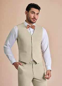 front William Tan Comfort Blend Suit Vest
