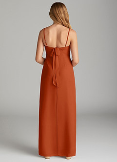 Azazie Mai Junior Vestido de Naranja Quemada de Gasa de Recto con Plisado image2