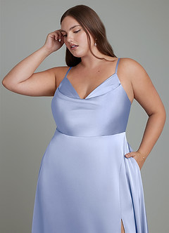 Azazie Sarella Brautjungfernkleider A-Linie Plissee Stretch-Satin Kleid Eis image9