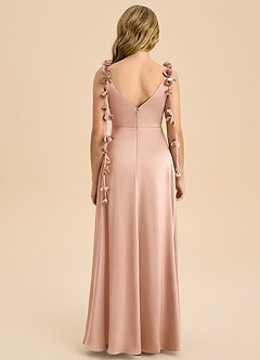 Azazie Gumdrop Junior Rose Gold Empire Pleated Stretch Satin Dress image7