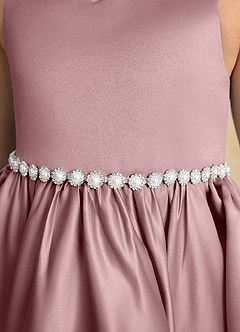 Azazie Julietta Flower Girl Dresses Dusty Rose Ball-Gown Convertible Tulle Dress image10