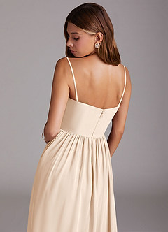 Azazie Calianna Robes de demoiselle d'honneur Robe Trapèze Convertible en Mousseline de soie Épaule décolletée Albâtre Blanc image8