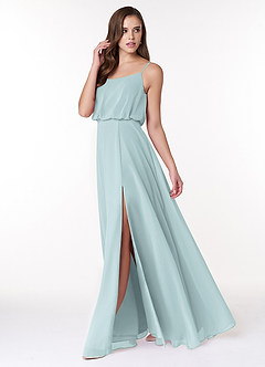 Azazie Lupe Brautjungfernkleider A-Linie Schaufel Chiffon Kleid Nebel image3