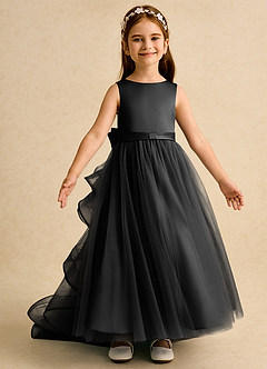 Azazie Lior vestidos de niña de las flores Vestido de Negro de Tul de Princesa con Plisado image6