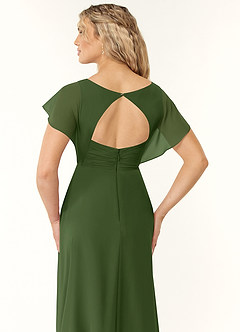 Azazie Rylee Bridesmaid Dresses Olive A-Line Pleated Chiffon Dress image2
