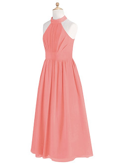 Azazie Iman Junior Linia A Pofałdowany Szyfon Długość podłogi Młodsza druhna Sukienka image8