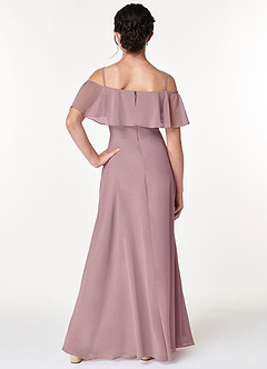 Azazie Maggie Junior Dusty Rose A-Line Off the Shoulder Chiffon Dress image2