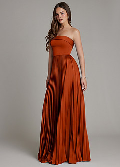 Azazie Mariana Brautjungfernkleider Eine Linie Plissee Stretch-Satin Kleid Paprika image6