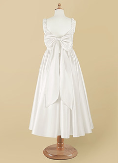 Azazie Cutie Pie Flower Girl Dresses Ivory A-Line Pleated Matte Satin Dress image8