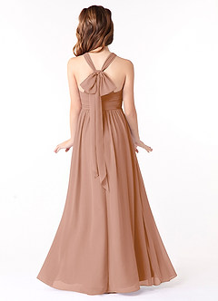 Azazie Jaylah Junior Champagne Rose A-Line Ruched Chiffon Dress image1