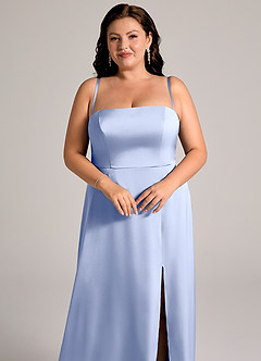 Azazie Wren Abiti da Damigella Abito Convertibile A-Line in Raso Elasticizzato Senza Cinturino Ghiaccio image11