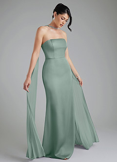 Azazie Tyler Bridesmaid Dresses Silver Sage Sheath Strapless Stretch Satin Convertible Dress image1