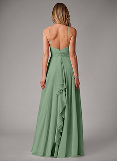 Azazie Amalia Robes de demoiselle d'honneur Robe Trapèze en Mousseline de soie Plissée Matcha image6