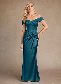 Azazie Laredo vestidos de madre de la novia Vestido de Azul Tinta de Satén Elástico de Sirena con Vestidos sin tirantes image3