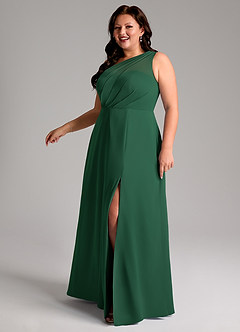 Azazie Phaedra Brautjungfernkleider A-Linie One-Shoulder Chiffon Kleid Dunkelgrün image14