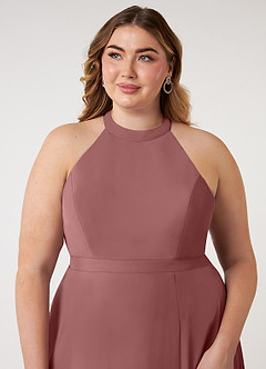 Azazie Clarice Bridesmaid Dresses Desert Rose A-Line Halter Chiffon Dress image13