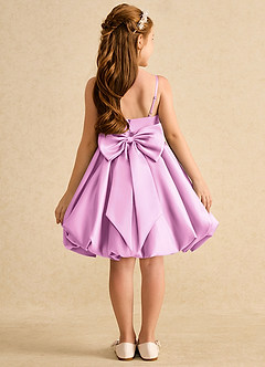Azazie Davine vestidos de niña de las flores Vestido de Rosa Caramelo de Satin Mate de Corte En A con Tirante Espagueti image8