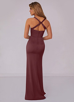 Barbie ♥ Azazie Bridesmaid Dresses Sangria Mermaid Pleated Stretch Satin Dress image2