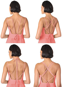 Azazie Farren Brautjungfernkleider Wandelbar A-Linie Plissee Chiffon Kleid Koralle image9