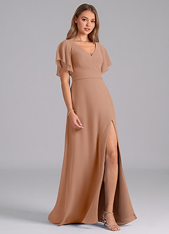 Azazie Ambrosia Abiti da Damigella Abito A-Line in Chiffon Plissettato Champagne Rosa image5