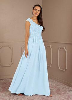 Azazie Amethyst Mother of the Bride Dresses Sky Blue A-Line V-Neck Sequins Chiffon Dress image3