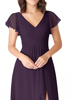 Azazie Omari Bridesmaid Dresses Plum A-Line Chiffon Dress image5