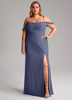 Azazie Saige Brautjungfernkleider Wandelbar A-Linie Schulterfrei Chiffon Kleid Sturm image13