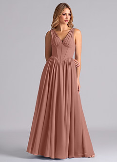 Azazie Delmie Final Sale Cedar Rose A-Line Corset Chiffon Dress image5