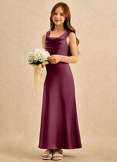 Azazie Raspberry Girls Formal Flower Girl Klänningar Klä A-Line i Stretch Satin Plisserad image1