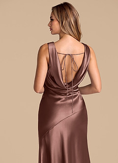 Azazie Rylina Probar vestidos en casa Vestido de Azul Polvoriento de Satén Metálico de Corte Sirena image2