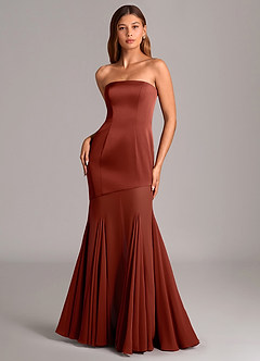 Azazie Uma Bridesmaid Dresses Terracotta Mermaid Strapless Chiffon Convertible Dress image1