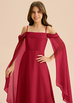 Azazie Moana Junior Linia A Pofałdowany Szyfon Długość podłogi Młodsza druhna Sukienka image7