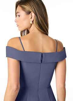 Azazie Lecia Bridesmaid Dresses Stormy Empire Off-The-Shoulder Pleated Chiffon Convertible Dress image5