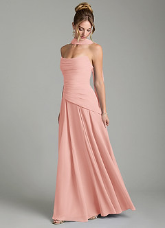 Azazie Gabriela Brautjungfernkleider A-Linie Korsett Chiffon Kleid Rosettenrosa image4