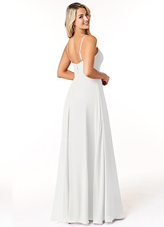 Azazie Moira Brautjungfernkleider A-Linie Schaufel Chiffon Kleid Weiß image5