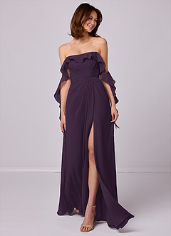 Barbie ♥ Azazie Bridesmaid Dresses Plum A-Line Off the Shoulder Chiffon Convertible Dress image1
