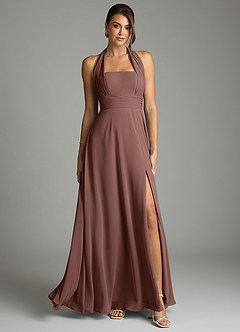 Azazie Tamira Suknie dla druhen Linia A Pofałdowany Szyfon Do ziemi Sukienka image1