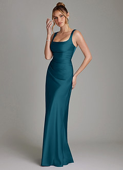 Azazie Agustina Abiti da Damigella Abito Sirena in Raso Elasticizzato Corsetto Blu Inchiostro image5