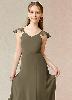 Azazie Everett Junior A-Linie Chiffon Kleid Weidengrün image5