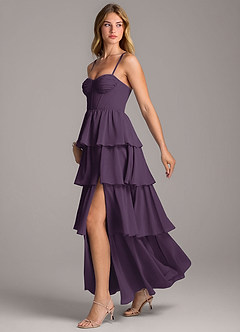 Azazie Alanna Vestidos de madrinha de casamento Vestir Ameixa de Chiffon de Linha A com Decote em coração image4