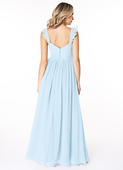 Azazie Stassie Brautjungfernkleider A-Linie Herzchen Gerüscht Chiffon Kleid Himmelblau image2