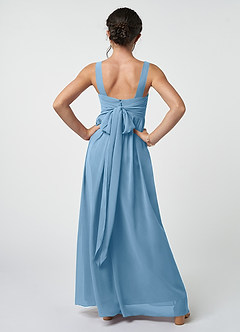Azazie Kora Junior Steel Blue A-Line Pleated Chiffon Dress image2
