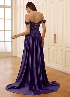 Rowane Plum Corset Rhinestone Sheer Lace Prom Dress image9