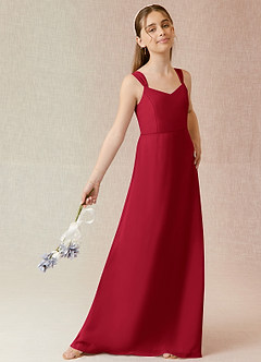 Azazie Denice Junior Scarlet A-Line Chiffon Dress image4