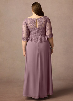 Azazie Averie vestidos de madre de la novia Vestido de Rosa Polvorienta de Gasa de Corte En A con Cuello barco Lentejuelas image9